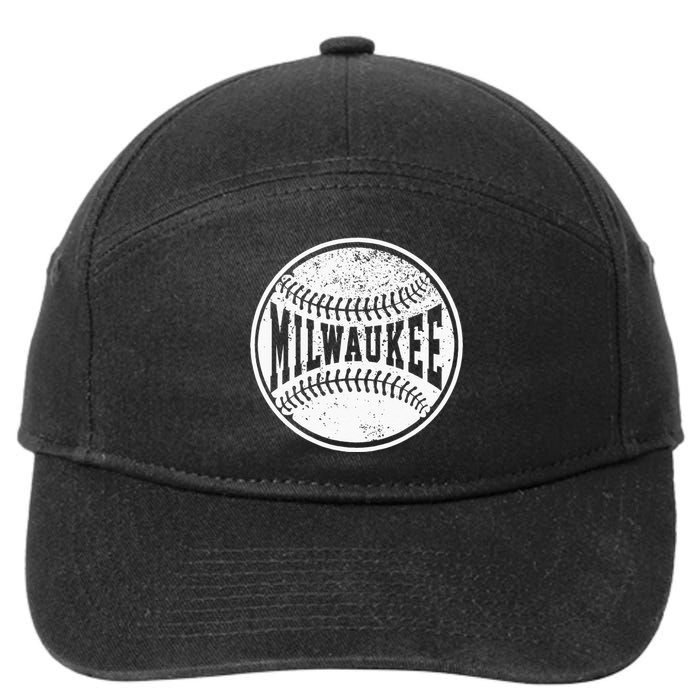 Vintage Milwaukee Cityscape Baseball Lover Player And Fans 7-Panel Snapback Hat