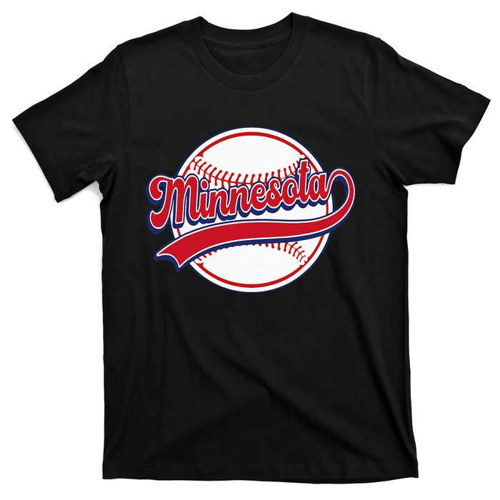 Vintage Minnesota Cityscape Baseball Lover Player And Fans T-Shirt