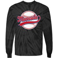 Vintage Minnesota Cityscape Baseball Lover Player And Fans Tie-Dye Long Sleeve Shirt