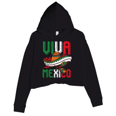 Viva Mexico Cinco De Mayo Crop Fleece Hoodie