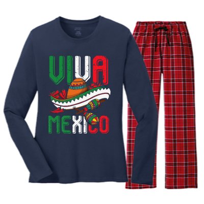 Viva Mexico Cinco De Mayo Women's Long Sleeve Flannel Pajama Set 