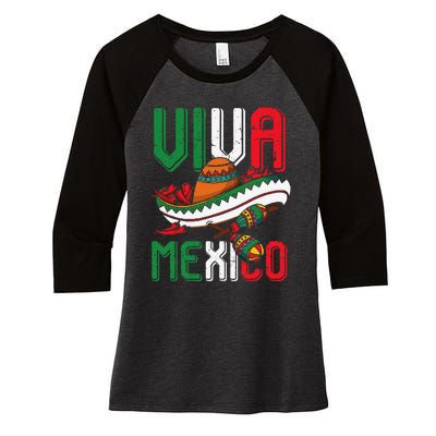 Viva Mexico Cinco De Mayo Women's Tri-Blend 3/4-Sleeve Raglan Shirt