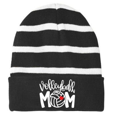 Volleyball Mom Cute Mom Life Volleyball Game Day Cheer Mom Striped Beanie with Solid Band