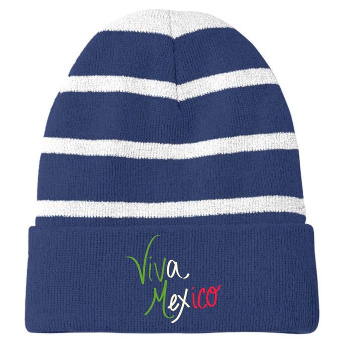 Viva Mexico Cinco De Mayo Mexican Independence Day Striped Beanie with Solid Band