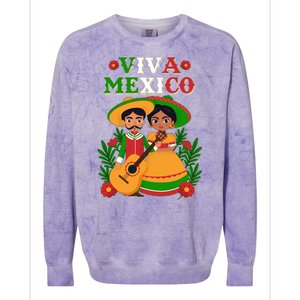 Viva Mexico Celebrate Mexican Independence Day Colorblast Crewneck Sweatshirt