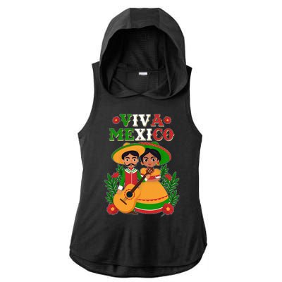 Viva Mexico Celebrate Mexican Independence Day Ladies PosiCharge Tri-Blend Wicking Draft Hoodie Tank