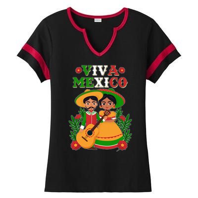 Viva Mexico Celebrate Mexican Independence Day Ladies Halftime Notch Neck Tee