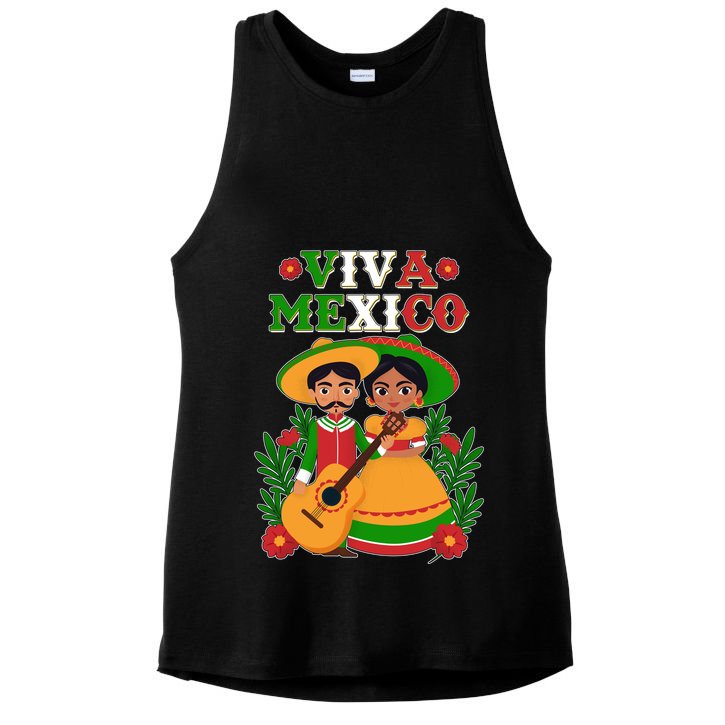 Viva Mexico Celebrate Mexican Independence Day Ladies PosiCharge Tri-Blend Wicking Tank