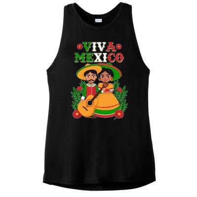 Viva Mexico Celebrate Mexican Independence Day Ladies PosiCharge Tri-Blend Wicking Tank