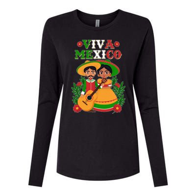 Viva Mexico Celebrate Mexican Independence Day Womens Cotton Relaxed Long Sleeve T-Shirt