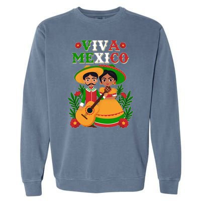 Viva Mexico Celebrate Mexican Independence Day Garment-Dyed Sweatshirt