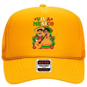 Viva Mexico Celebrate Mexican Independence Day High Crown Mesh Back Trucker Hat