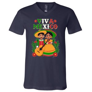 Viva Mexico Celebrate Mexican Independence Day V-Neck T-Shirt