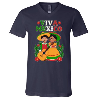 Viva Mexico Celebrate Mexican Independence Day V-Neck T-Shirt