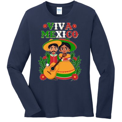 Viva Mexico Celebrate Mexican Independence Day Ladies Long Sleeve Shirt