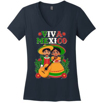 Viva Mexico Celebrate Mexican Independence Day Women's V-Neck T-Shirt