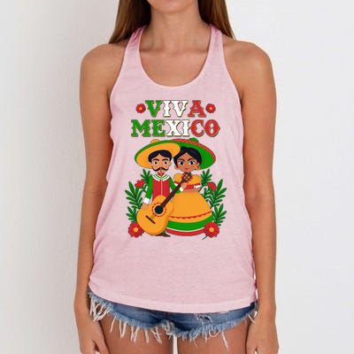 Viva Mexico Celebrate Mexican Independence Day Women's Knotted Racerback Tank