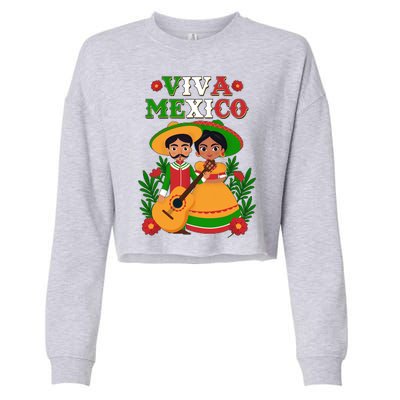 Viva Mexico Celebrate Mexican Independence Day Cropped Pullover Crew