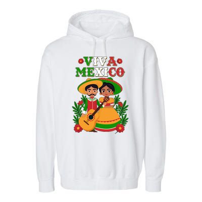 Viva Mexico Celebrate Mexican Independence Day Garment-Dyed Fleece Hoodie