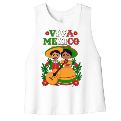 Viva Mexico Celebrate Mexican Independence Day Women's Racerback Cropped Tank