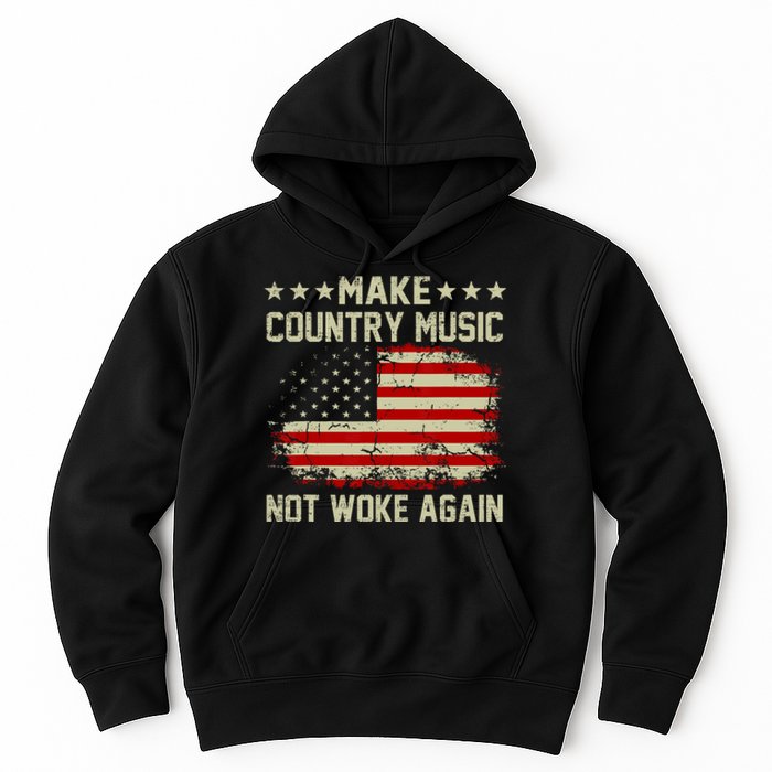 Vintage Make Country Music Not Woke Again American Flag Hoodie