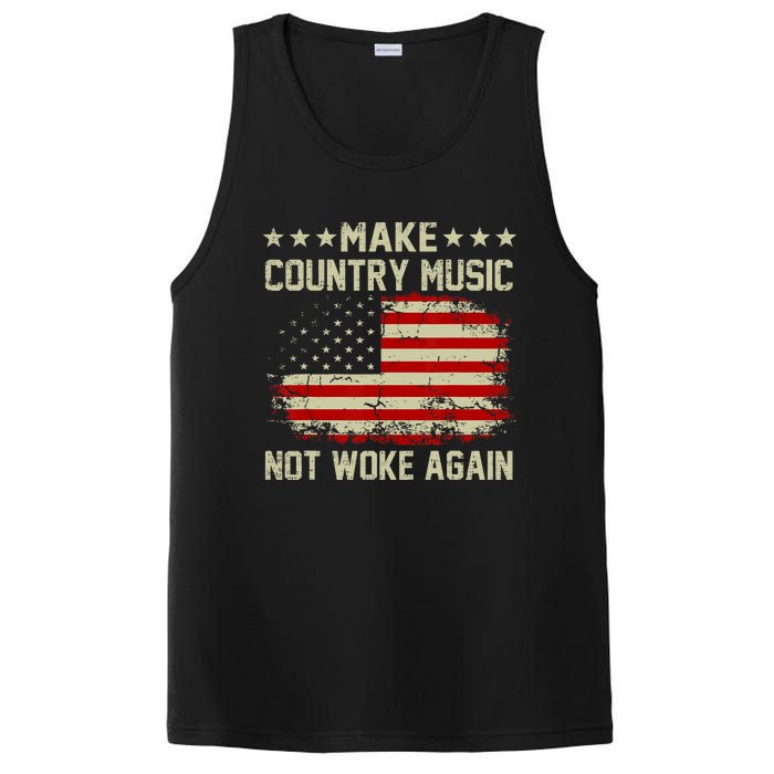 Vintage Make Country Music Not Woke Again American Flag PosiCharge Competitor Tank