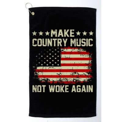 Vintage Make Country Music Not Woke Again American Flag Platinum Collection Golf Towel