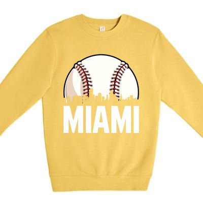 Vintage Miami Cityscape Retro Dad Baseball Lover Meaningful Gift Premium Crewneck Sweatshirt