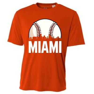 Vintage Miami Cityscape Retro Dad Baseball Lover Meaningful Gift Cooling Performance Crew T-Shirt