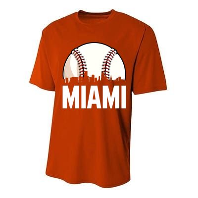 Vintage Miami Cityscape Retro Dad Baseball Lover Meaningful Gift Performance Sprint T-Shirt