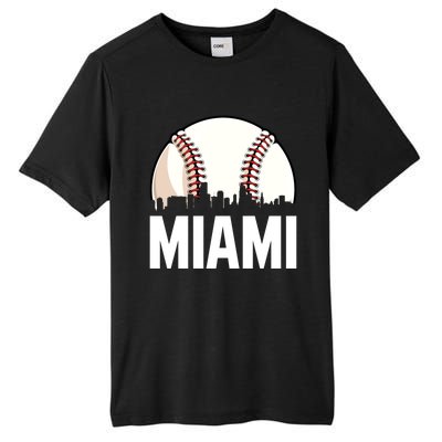 Vintage Miami Cityscape Retro Dad Baseball Lover Meaningful Gift Tall Fusion ChromaSoft Performance T-Shirt