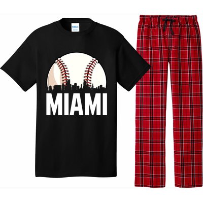 Vintage Miami Cityscape Retro Dad Baseball Lover Meaningful Gift Pajama Set