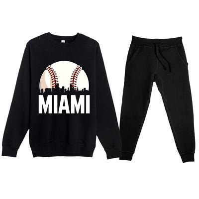 Vintage Miami Cityscape Retro Dad Baseball Lover Meaningful Gift Premium Crewneck Sweatsuit Set