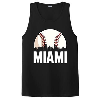 Vintage Miami Cityscape Retro Dad Baseball Lover Meaningful Gift PosiCharge Competitor Tank