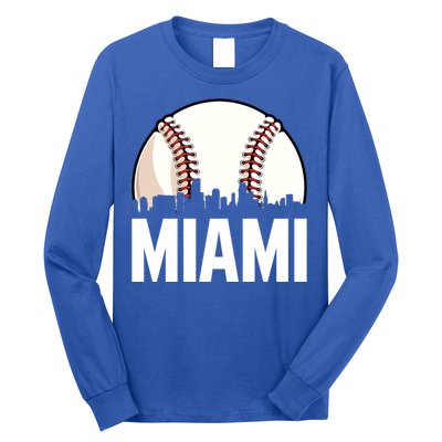 Vintage Miami Cityscape Retro Dad Baseball Lover Meaningful Gift Long Sleeve Shirt