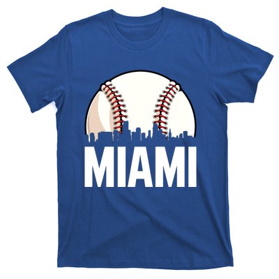 Vintage Miami Cityscape Retro Dad Baseball Lover Meaningful Gift T-Shirt