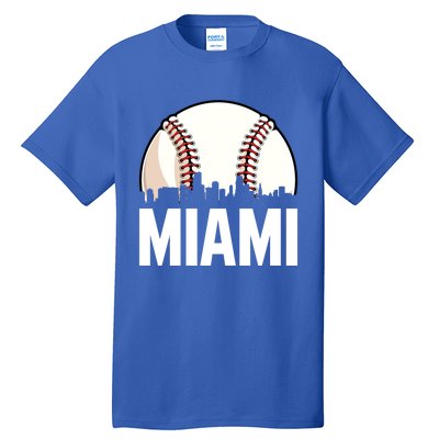 Vintage Miami Cityscape Retro Dad Baseball Lover Meaningful Gift Tall T-Shirt