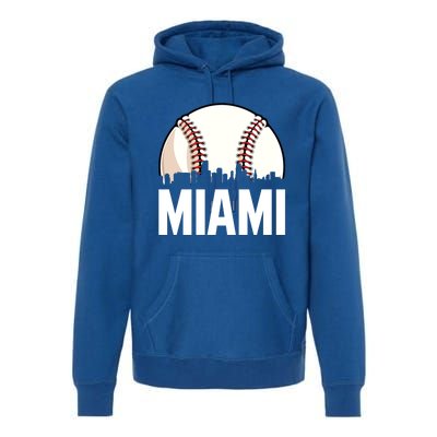 Vintage Miami Cityscape Retro Dad Baseball Lover Meaningful Gift Premium Hoodie