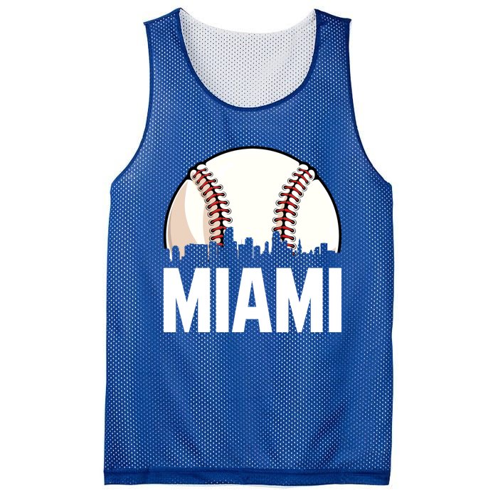 Vintage Miami Cityscape Retro Dad Baseball Lover Meaningful Gift Mesh Reversible Basketball Jersey Tank