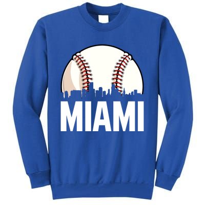 Vintage Miami Cityscape Retro Dad Baseball Lover Meaningful Gift Tall Sweatshirt