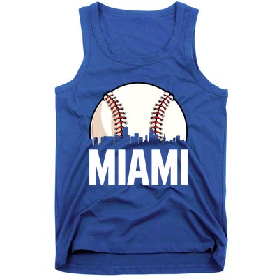 Vintage Miami Cityscape Retro Dad Baseball Lover Meaningful Gift Tank Top