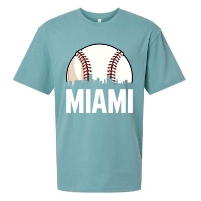 Vintage Miami Cityscape Retro Dad Baseball Lover Meaningful Gift Sueded Cloud Jersey T-Shirt