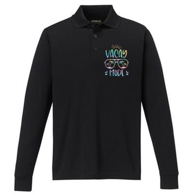 Vacay Mode Cute Vacation Summer Cruise Getaway Holiday Performance Long Sleeve Polo