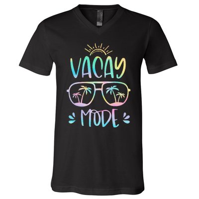 Vacay Mode Cute Vacation Summer Cruise Getaway Holiday V-Neck T-Shirt