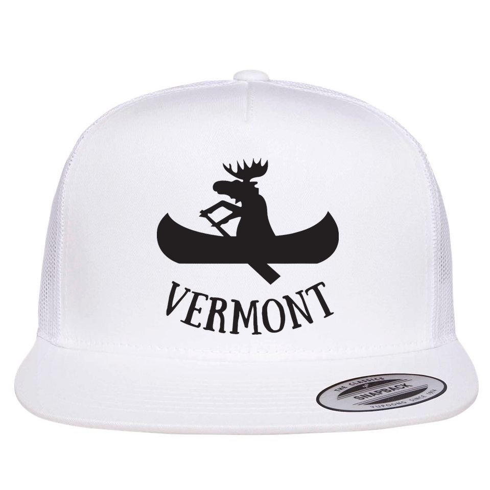 Vermont Moose Canoe Vacation T Flat Bill Trucker Hat