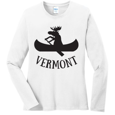 Vermont Moose Canoe Vacation T Ladies Long Sleeve Shirt