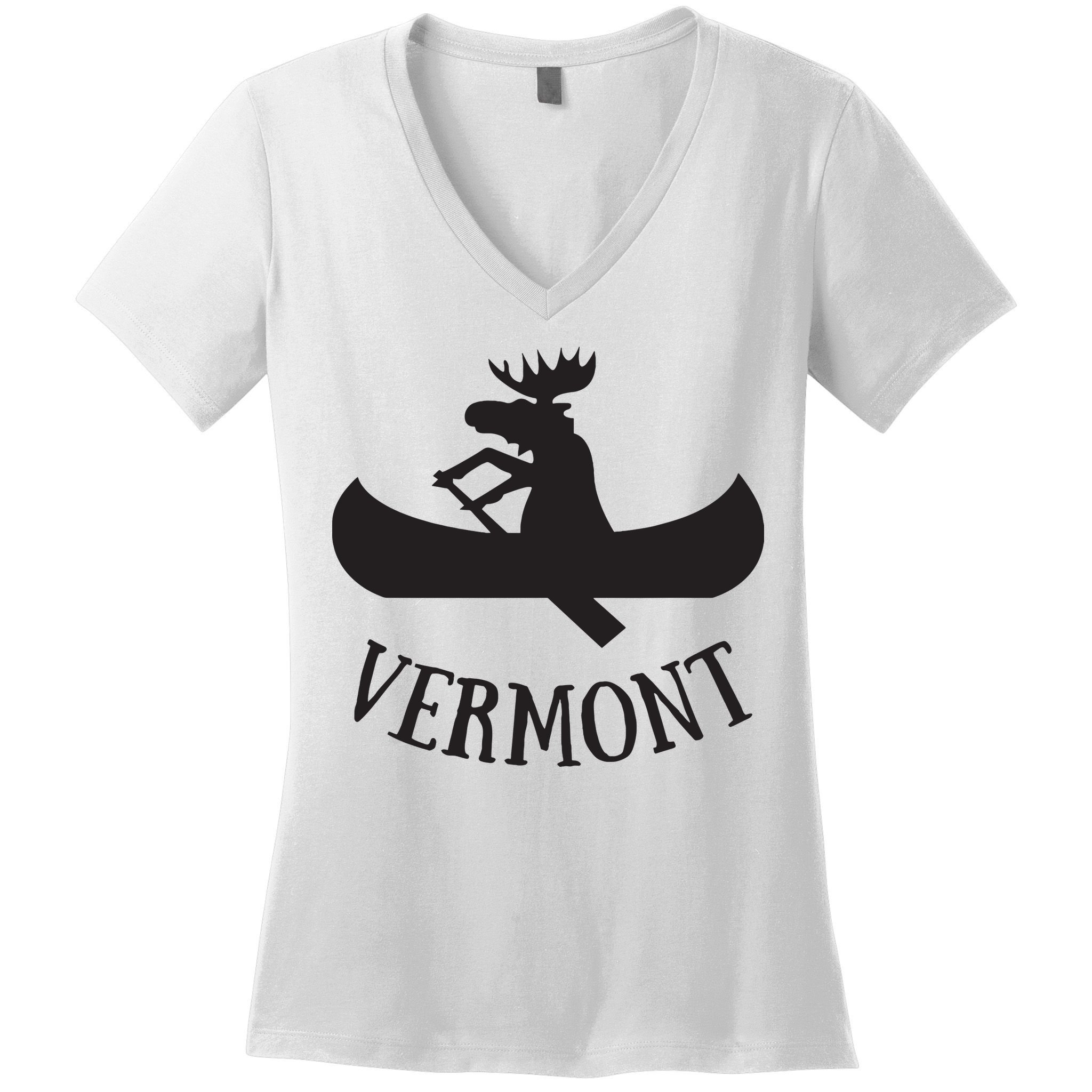 Vermont Moose Canoe Vacation T Women's V-Neck T-Shirt