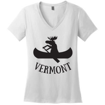 Vermont Moose Canoe Vacation T Women's V-Neck T-Shirt