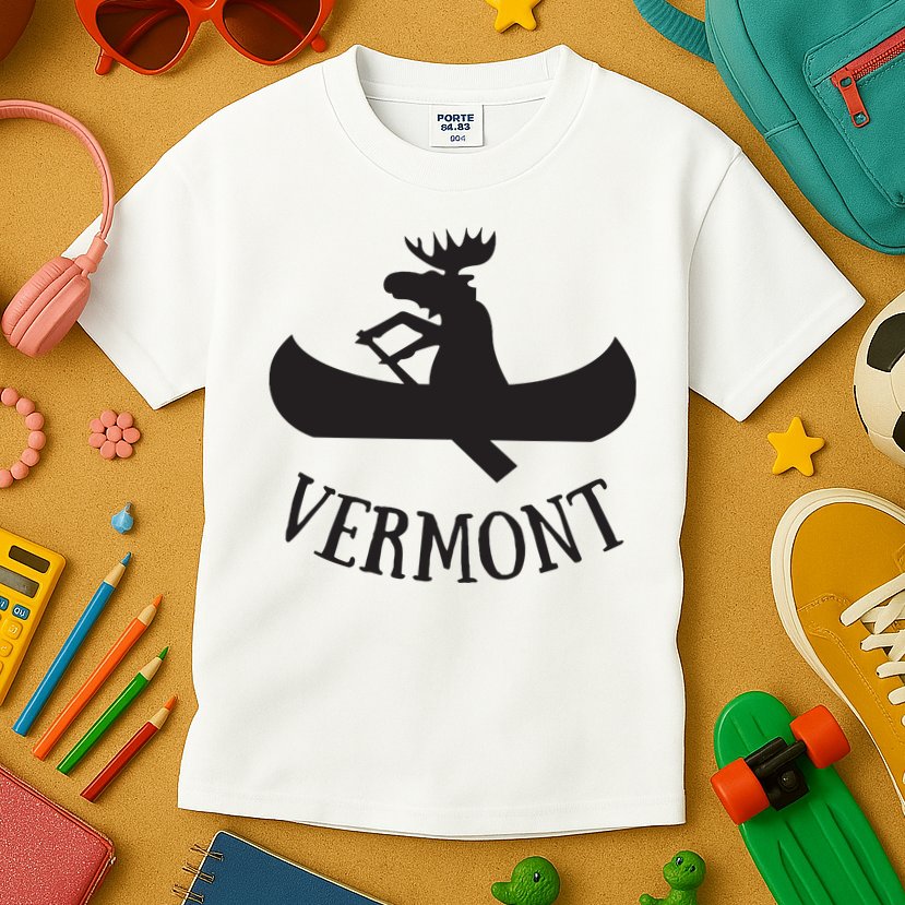 Vermont Moose Canoe Vacation T Kids T-Shirt
