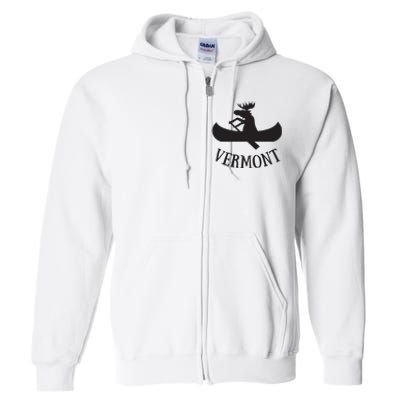 Vermont Moose Canoe Vacation T Full Zip Hoodie